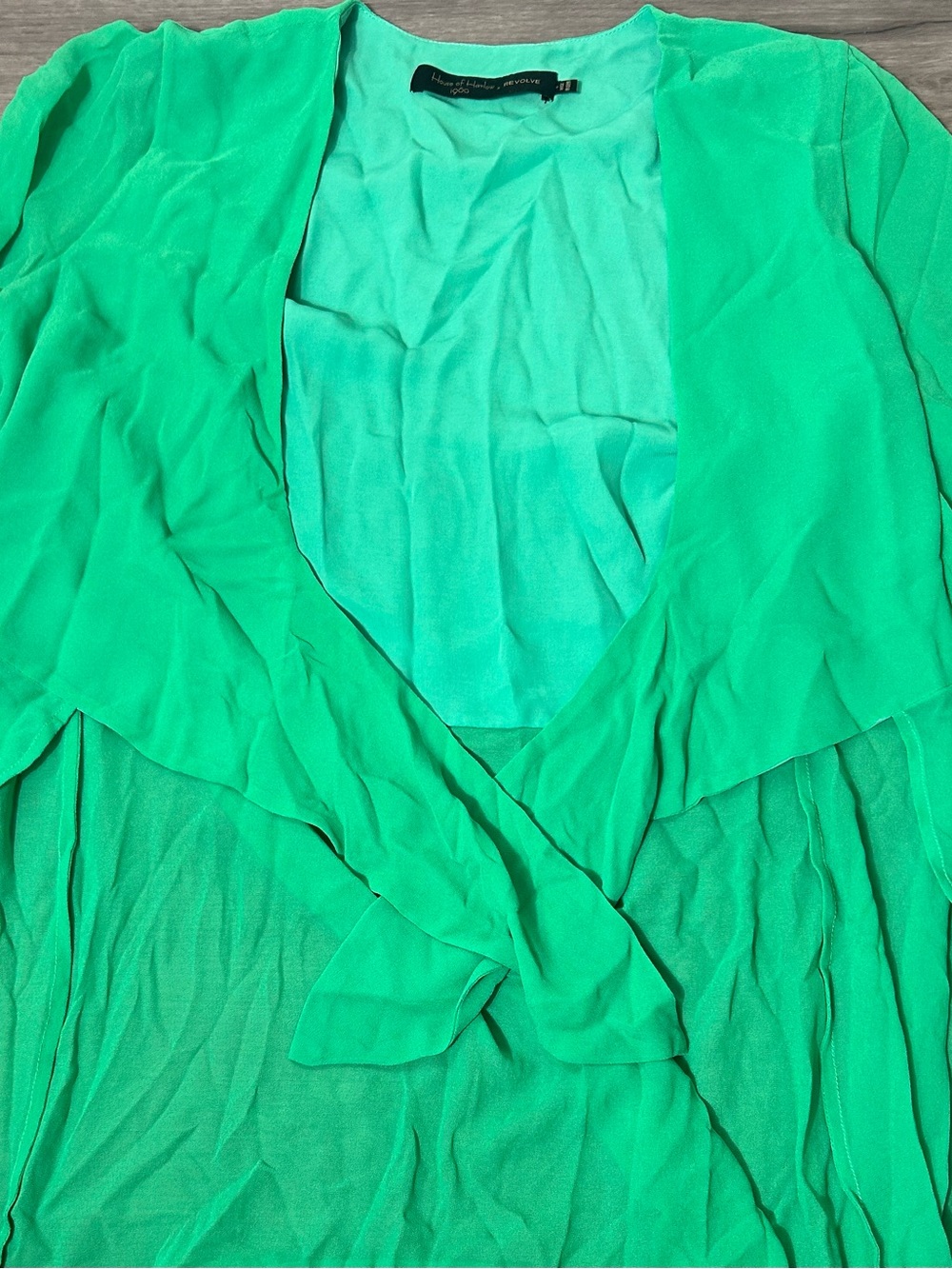 House of Harlow 1960 Green Sheer Draped Cardigan
